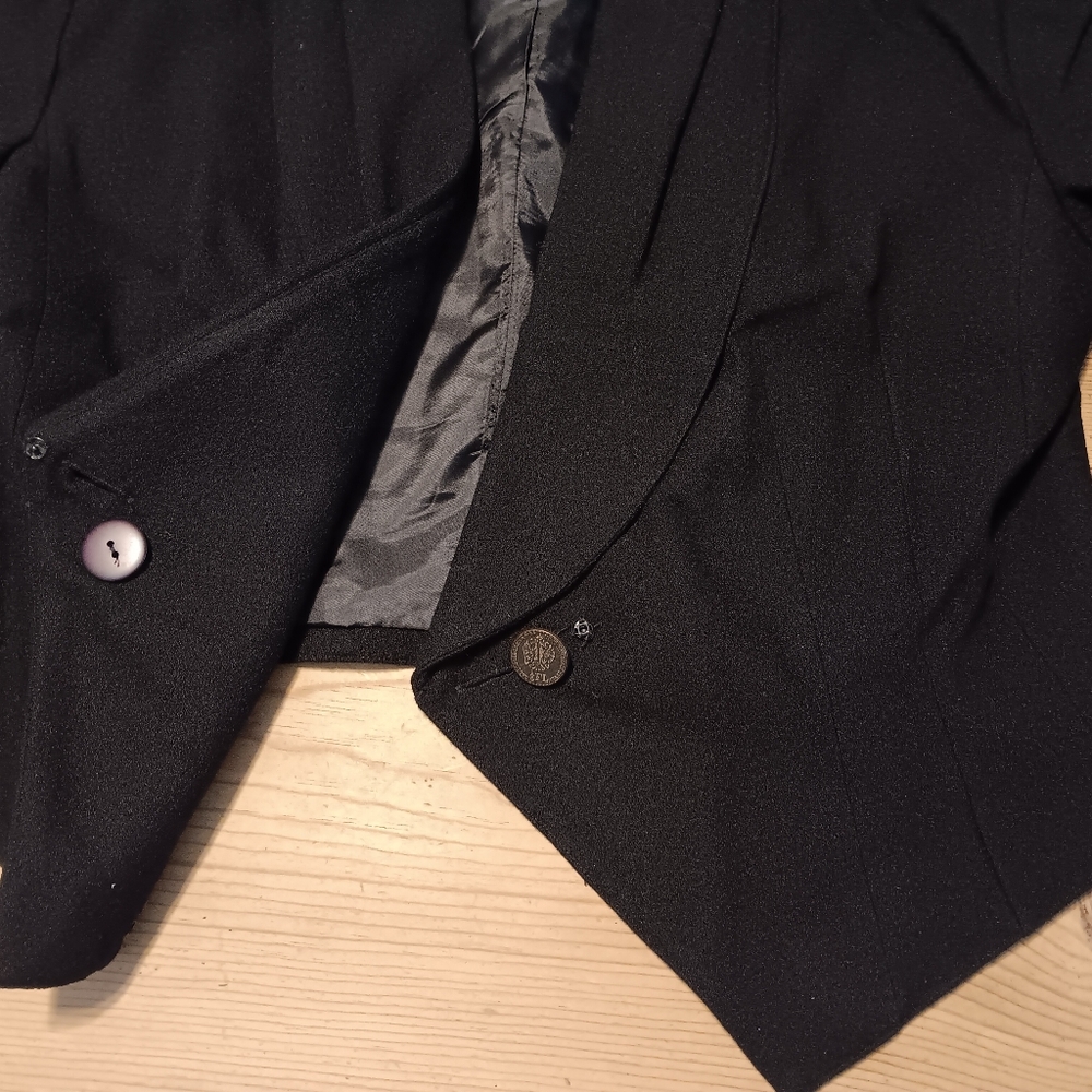 VTG Eleanor P Brenner Womens 12 Blazer 100% Wool Cropped Chic Button Academia - Picture 7 of 8